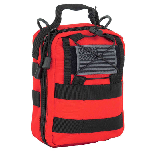 LINE2design MOLLE Pouch, Emergency Medical, Trauma Bag, Gunshot Trauma for First Aid (IFAK), Utility Pouch, includes USA Patch - Red