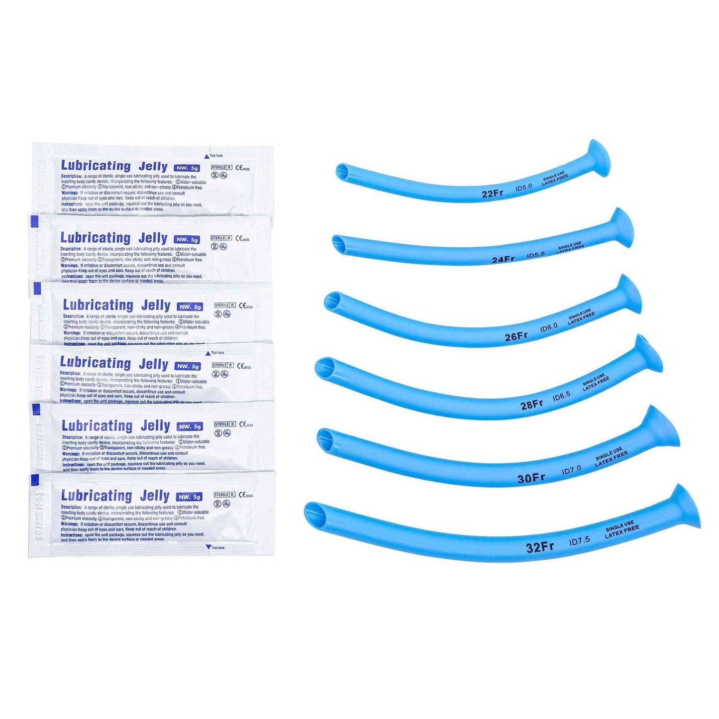 LINE2design Nasopharyngeal (Nasal) Airway Kit, 6 pcs NPA, Airway Management Kit