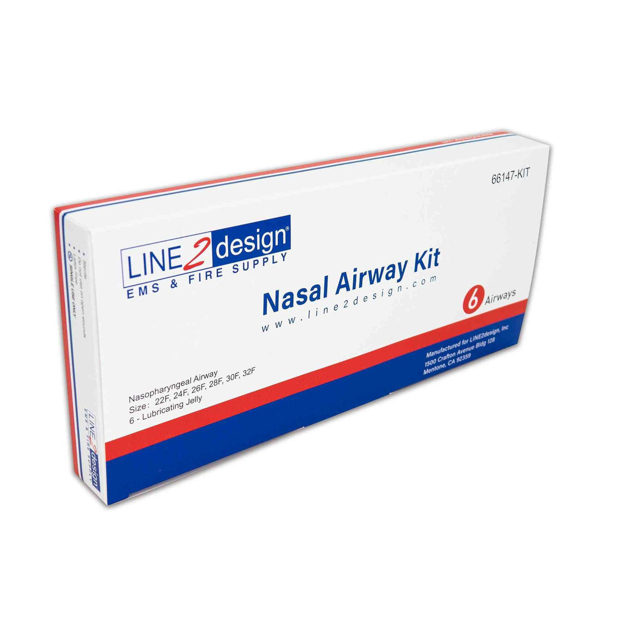 LINE2design Nasopharyngeal (Nasal) Airway Kit, 6 pcs NPA, Airway Management Kit