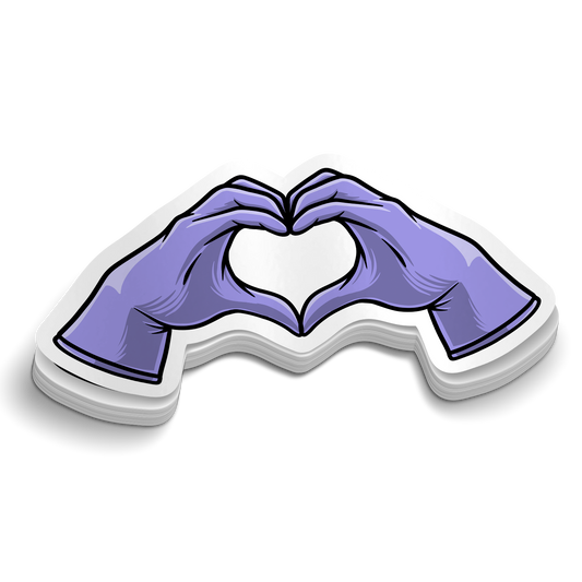 Caitlin Inspired Medical Glove Heart-Hands Sticker