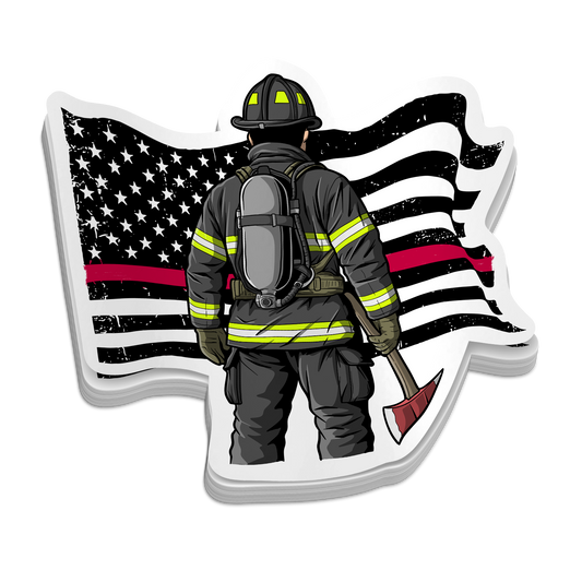 Firefighter Redline Flag - Patriotic Firefighter Stickers
