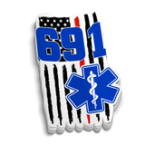 Custom Medic Red Line Flag Station Number Sticker