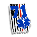 Custom Medic Red Line Flag Station Number Sticker