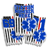 Custom Medic Red Line Flag Station Number Sticker