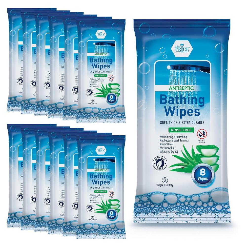 MedPride 8"x8" Bathing Wipes, 8 Counts / 12 box/ 2 box/case, 192 counts