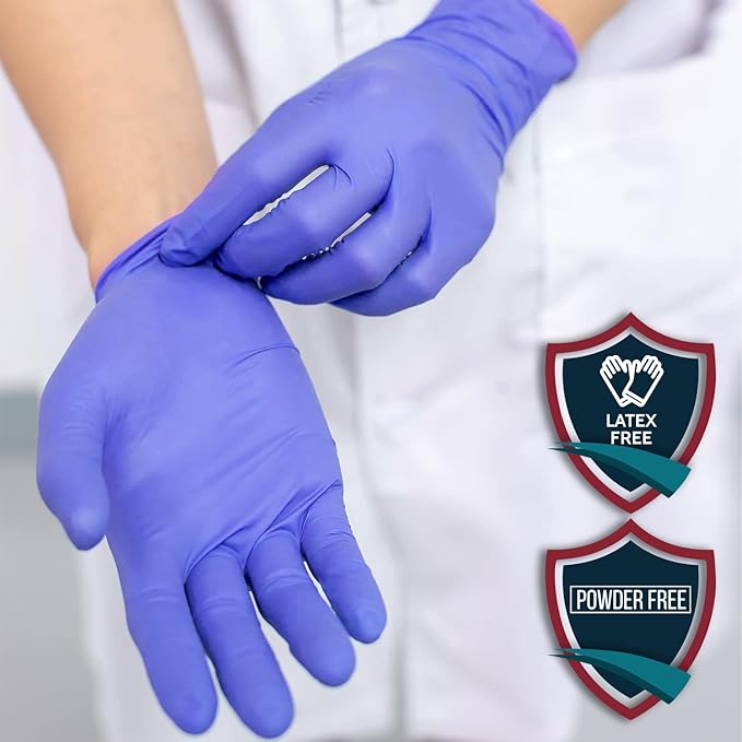 MedPride Shield Line Nitrile Exam Gloves 4 Mil Non-Sterile Powder Free Bi-L - 100 Gloves / Case of 10 (1000 count)