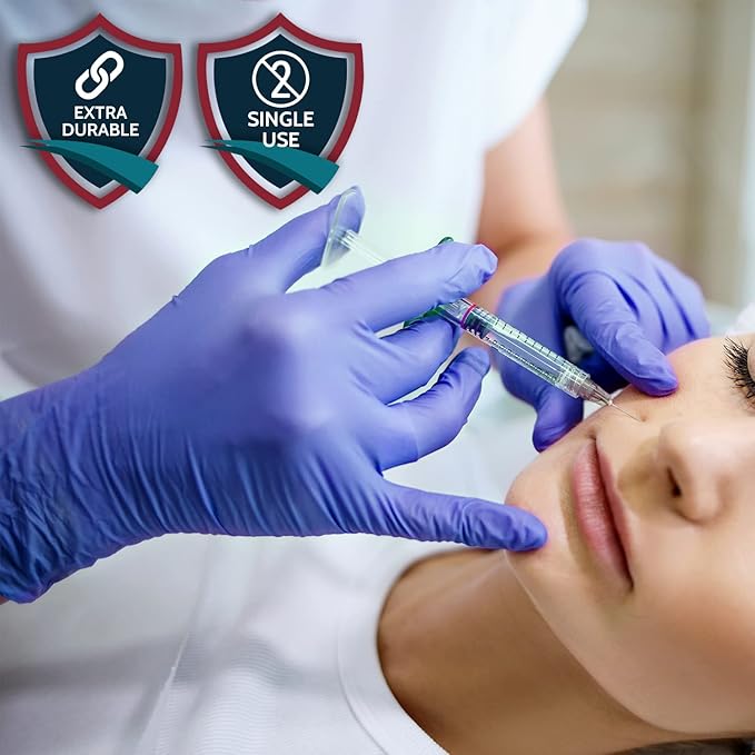 MedPride Shield Line Nitrile Exam Gloves 4 Mil Non-Sterile Powder Free Bi-L - 100 Gloves / Case of 10 (1000 count)