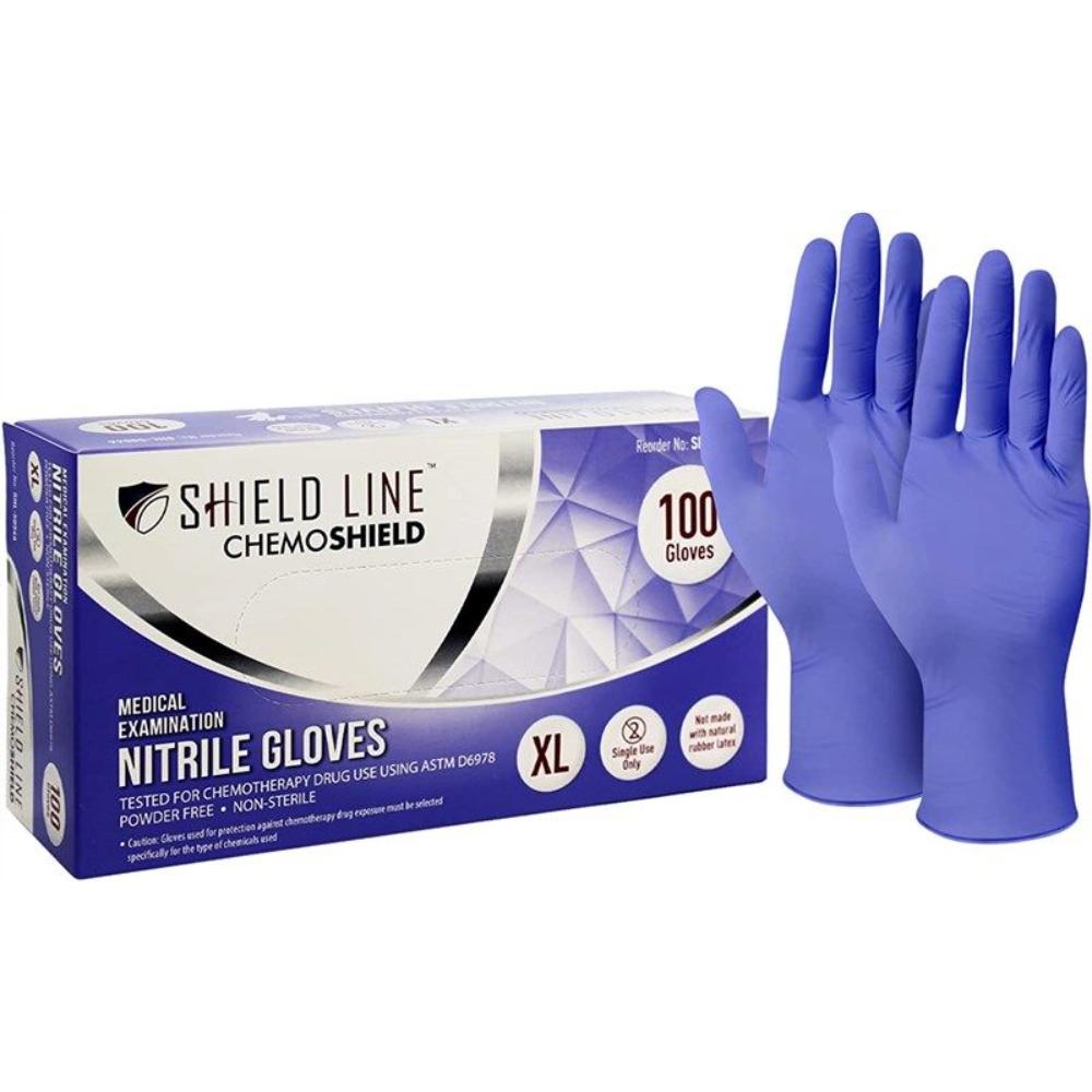 MedPride Shield Line Medical Exam Nitrile Gloves 4 Mil Thick ChemoShield Non-Sterile Powder Free - 100 Gloves / Case of 10 (1000 count)