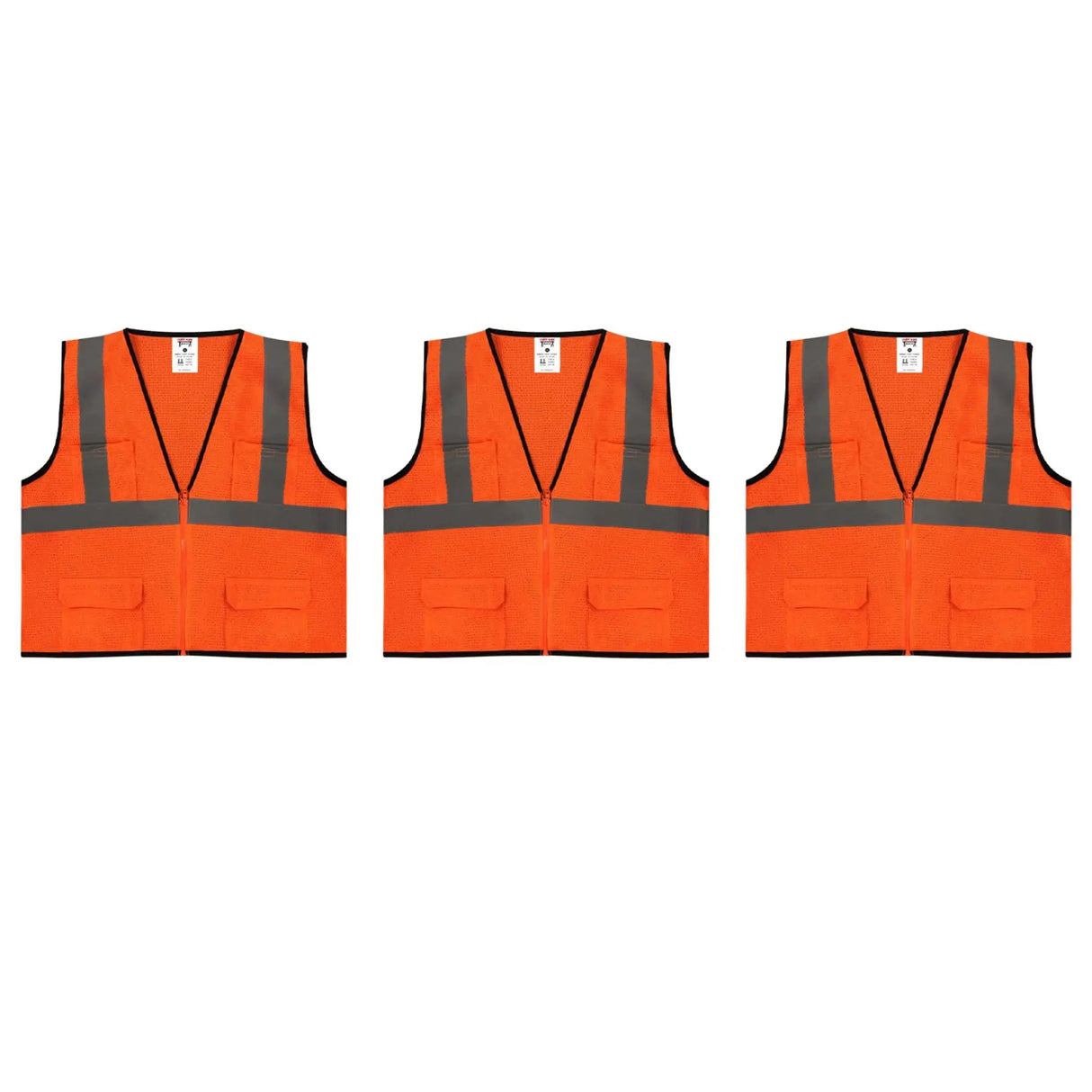 Safety Main 05EAMO Economy Vest, Class 2, All Mesh, Hi-Vis Orange, Pack of 3