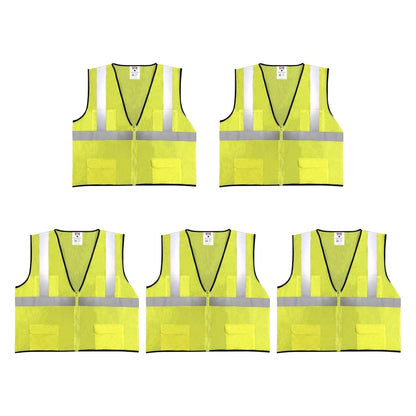 Safety Main 05EAMYZ Economy Vest, Class 2, All Mesh, Hi-Vis Yellow, Pack of 5