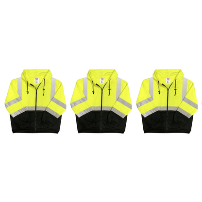 Safety Main 05LWJYB Lightweight Jacket, Class 3, Hi-Vis Yellow with Black Bottom, Pack of 3