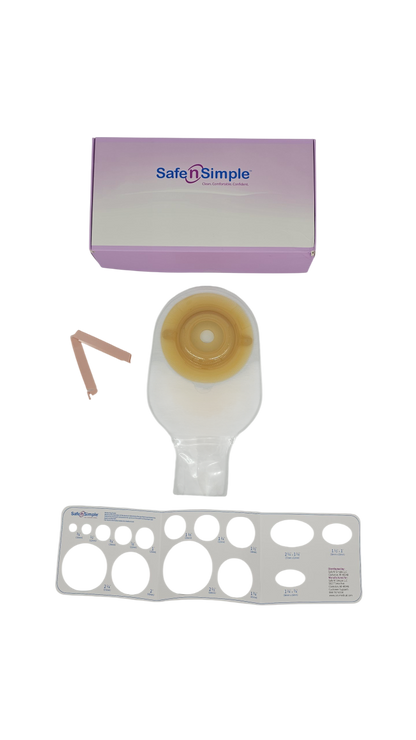 Safe N Simple 12″ Convex Pre-Cut Extended Wear Drainable 1-Piece Pouch (80 Count)