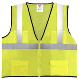 Safety Main 05EAMYZ Economy Vest, Class 2, All Mesh, Hi-Vis Yellow, Pack of 3