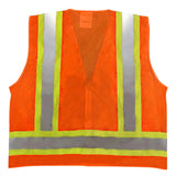 Safety Main 05TTSOZ Surveyor Vest, Class 2, Solid Front, Mesh Back, Hi-Vis Orange, Pack of 10
