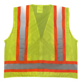 Safety Main 05TTSYZ Surveyor Vest, Class 2, Solid Front, Mesh Back, Hi-Vis Yellow, Pack of 5
