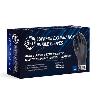 Sky Black Nitrile Exam Gloves - Case of 1000, 5 mil Thick, Powder-Free, Non-Sterile, Heavy Duty Disposable Gloves