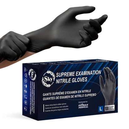 Pallet Sky Black Nitrile Exam Gloves of 100 Cases(100,000 Gloves) 5 mil Thick Powder-Free Heavy Duty Disposable
