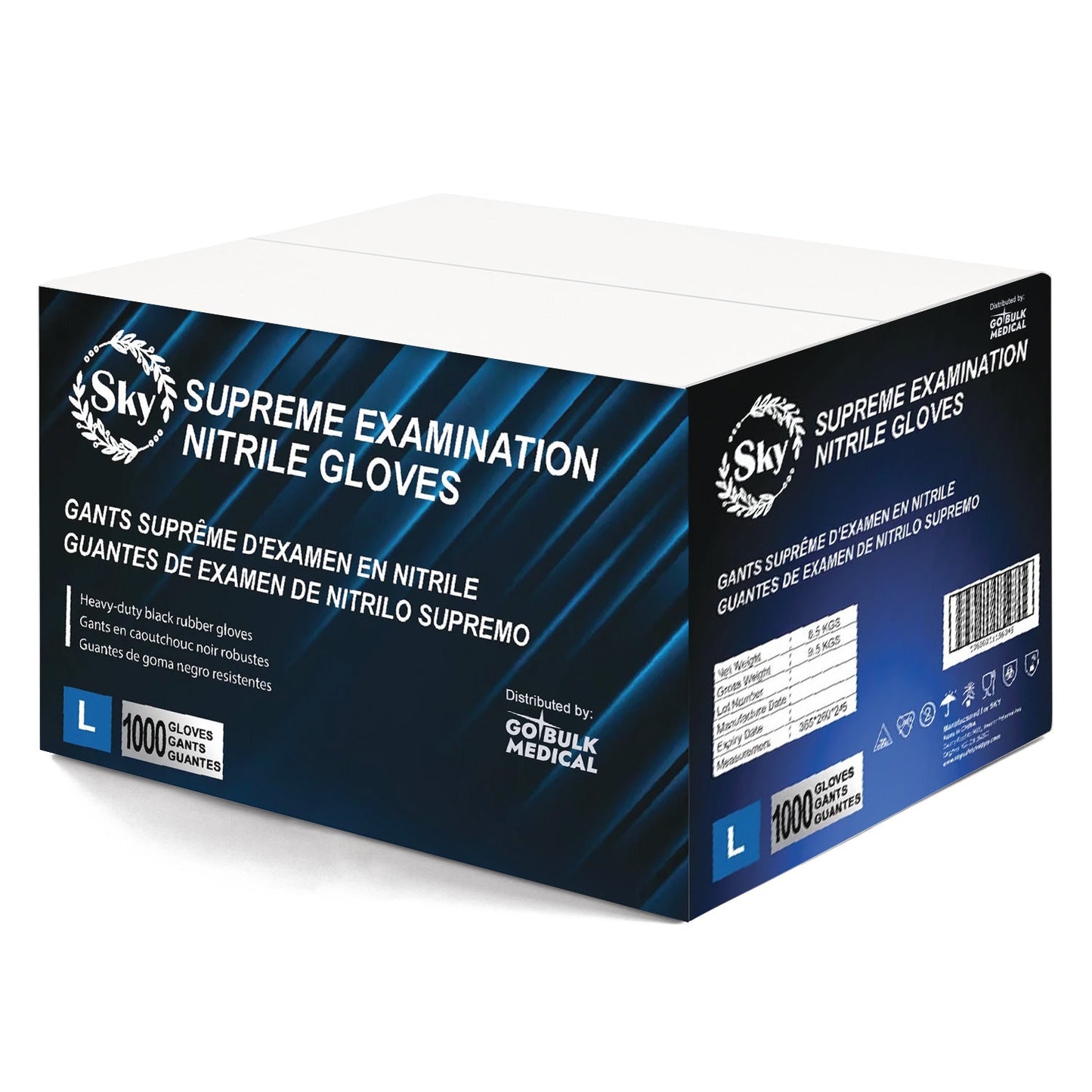 Sky Black Nitrile Exam Gloves - Case of 1000, 5 mil Thick, Powder-Free, Non-Sterile, Heavy Duty Disposable Gloves
