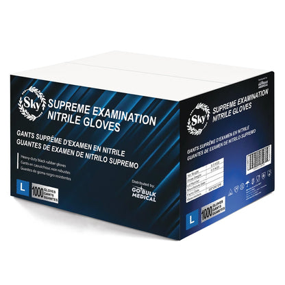 Sky Black Nitrile Exam Gloves - Case of 1000, 5 mil Thick, Powder-Free, Non-Sterile, Heavy Duty Disposable Gloves