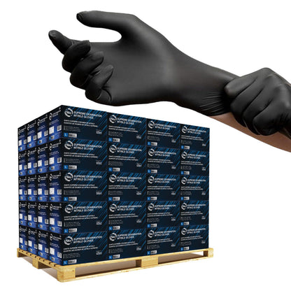 Pallet Sky Black Nitrile Exam Gloves of 100 Cases(100,000 Gloves) 5 mil Thick Powder-Free Heavy Duty Disposable