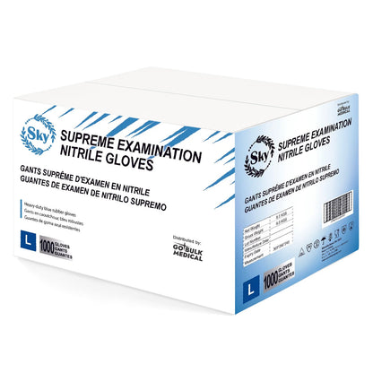 Sky Nitrile Exam Gloves Case of 1000 4 mil Thick Powder-Free Heavy Duty Disposable Blue Gloves