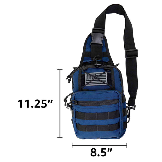 LINE2design Sling Backpack, Bleeding Control Sling Bag, Over The Shoulder Sling Backpack, MOLLE Bag for First Aid Day Pack - Navy