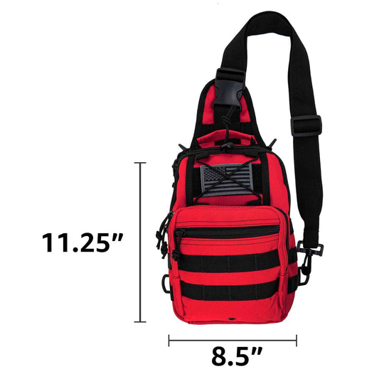 LINE2design Sling Backpack, Bleeding Control Sling Bag, Over The Shoulder Sling Backpack, MOLLE Bag for First Aid Day Pack - Red
