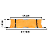 LINE2design EMS Portable Stretcher Emergency Foldaway Medical Flat Four Steel Bars Stretchers with Grip Handles & Zippered Carrying Case - Orange