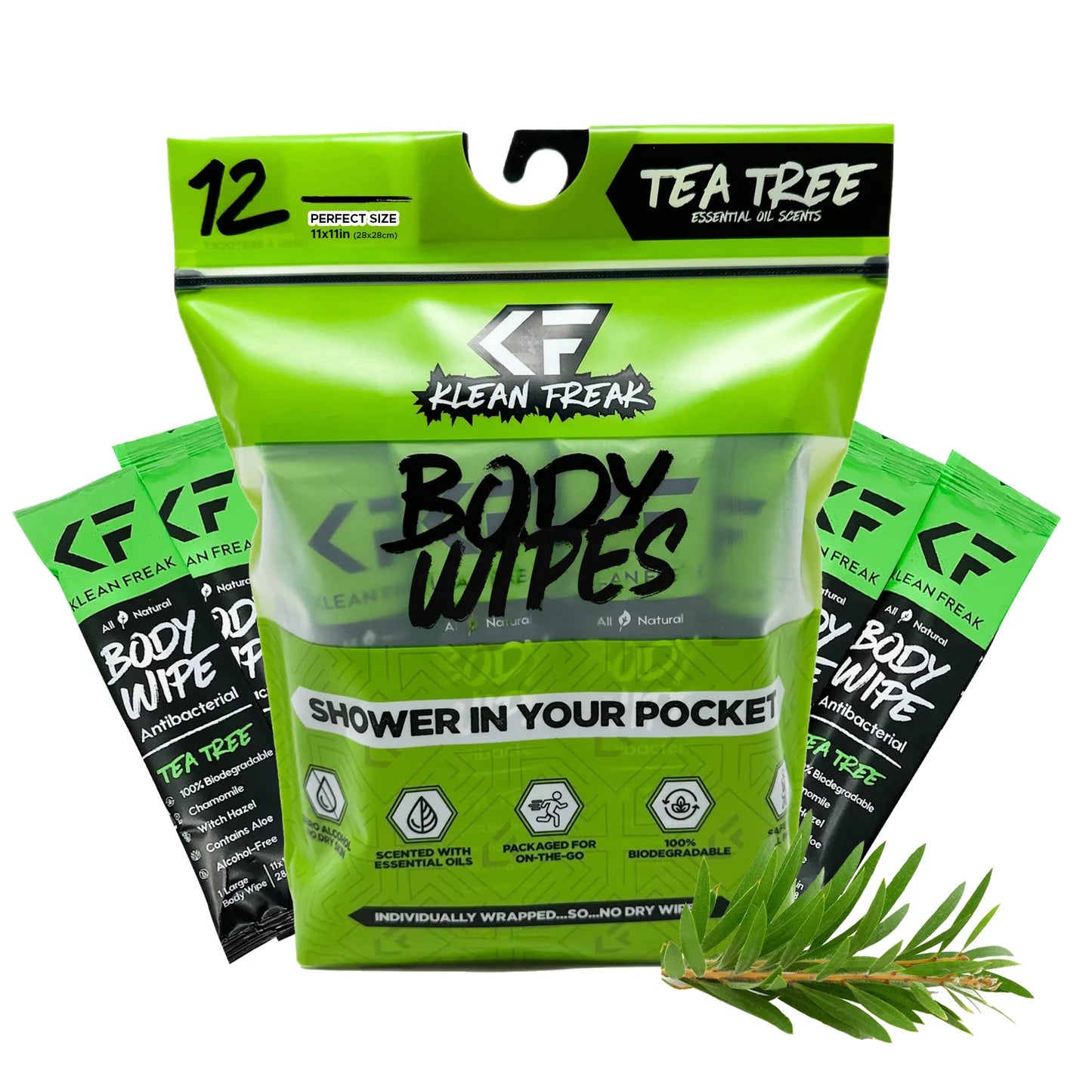 KLEAN FREAK - Body Wipe 12-Pack - Tea Tree