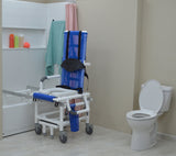 MJM International D118-5-TIS-SLIDE-N Dual Shower/Transferchair With Tilt Slider With Deluxe Elongated Open Front Soft Seat And Dual Drop Down Armrests