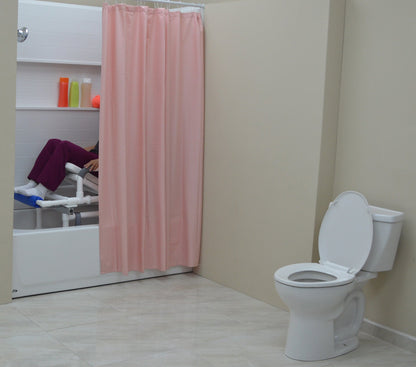 MJM International D118-5-TIS-SLIDE-N Dual Shower/Transferchair With Tilt Slider With Deluxe Elongated Open Front Soft Seat And Dual Drop Down Armrests