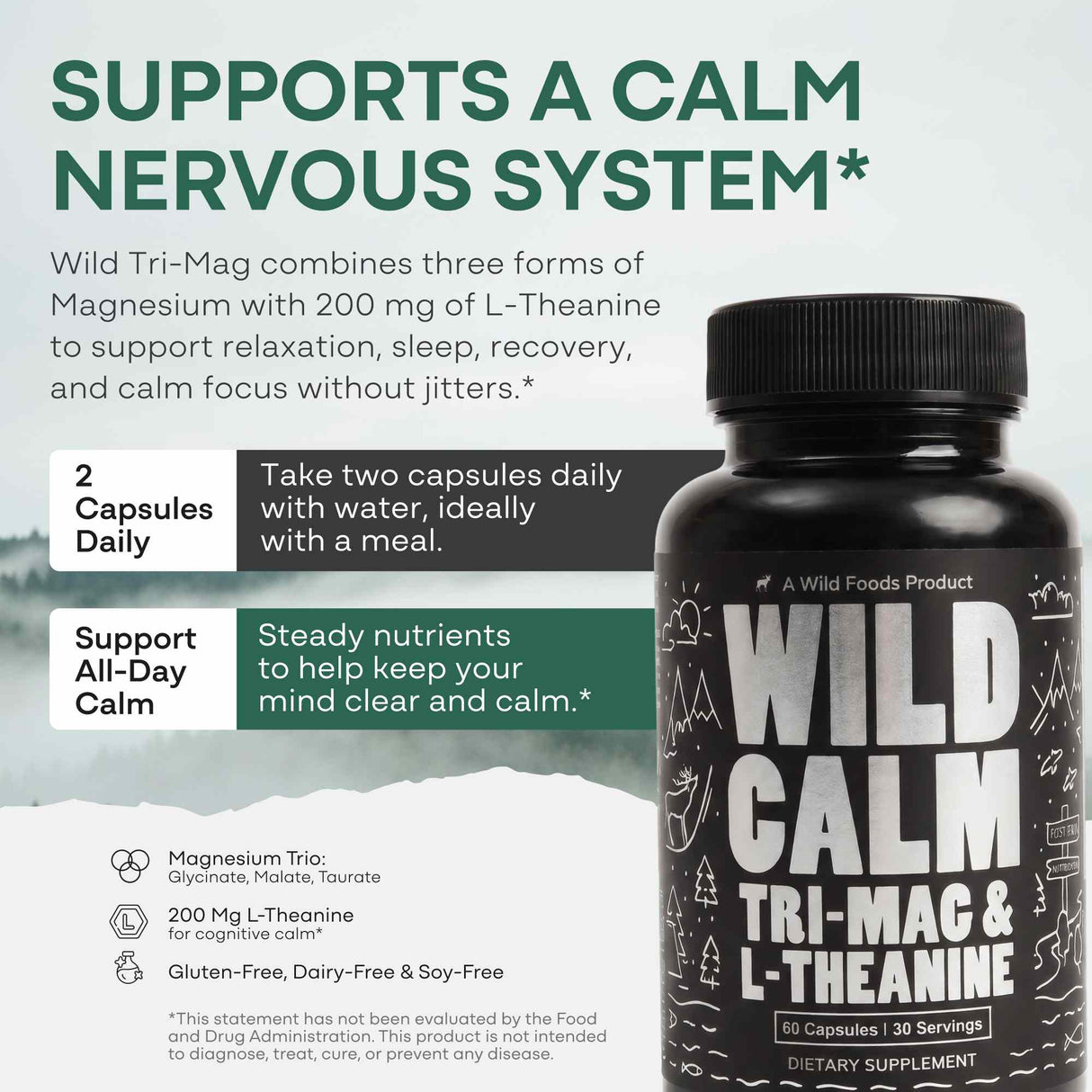 Wild Tri-Mag – Triple Magnesium Complex for Sleep w/L Theanine