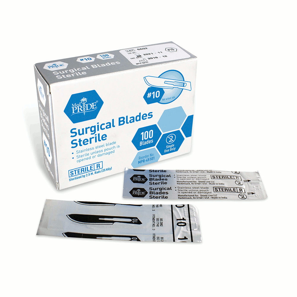 MedPride Surgical Stainless Sterile Blades - 100/box, Case of 10 (1000 count)