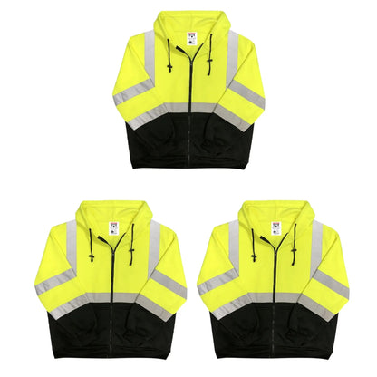Safety Main 05LWJYB Lightweight Jacket, Class 3, Hi-Vis Yellow with Black Bottom, Pack of 3