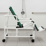 MJM International 193-TIS Tilt "N" Space Shower Chair With Open Front Soft Seat, Buckle Safety Belt, Double Drop Arms, 250 Lbs Weight Capacity