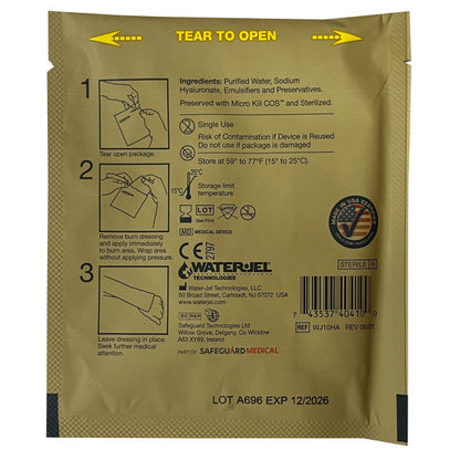 Water Jel Military Sterile Burn Dressing, HA - 4" x 4" (60 Dressings/Case)