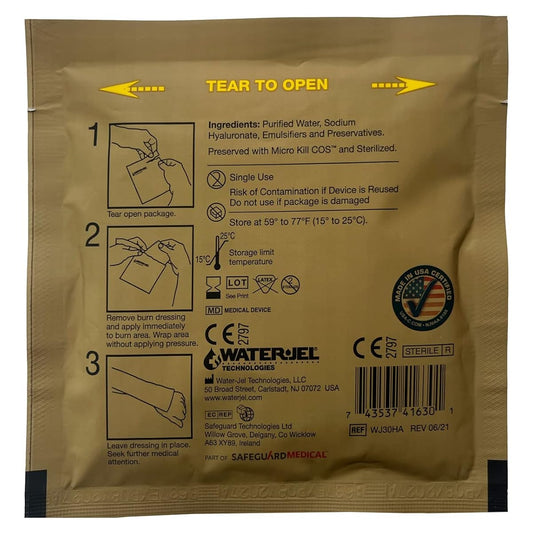 Water Jel Military Sterile Burn Dressing, HA - 4" x 16" (28 Dressings/Case)