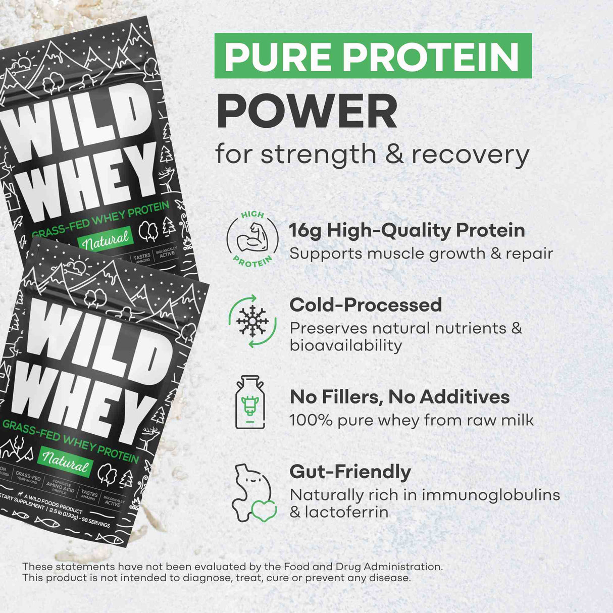 Cold Process Grass-Fed Whey Protein, Non-denatured, Pasture-Raised Cows