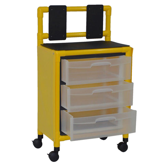 MJM International Y3U3D-ISO Yellow universal isolation cart with 3 slide out drawers, top writing shelf and mounted platform for glove box,internal drawer size: 19.125" W x 14" D x 6.5" H