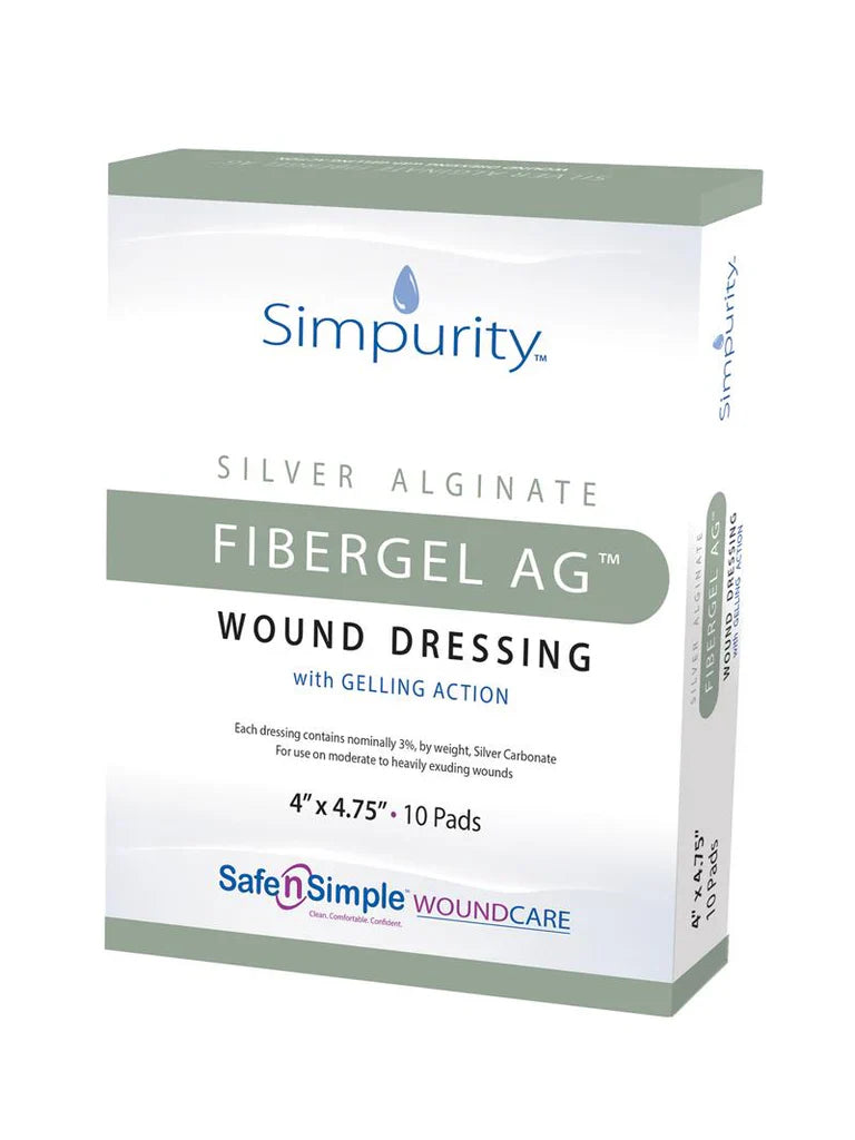 Safe N Simple Simpurity Silver Alginate Fibergel AG Wound Dressing (100 Count)