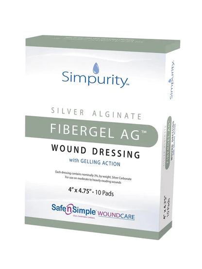 Safe N Simple Simpurity Silver Alginate Fibergel AG Wound Dressing (100 Count)