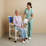 MJM International 122-3TW Wide Shower Chair 22" Internal Width, Open Front Seat, 3" Twin Casters,  375 Lbs Weight Capacity