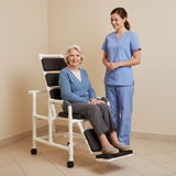 MJM International 193-SSDE-TP Reclining Padding Shower Chair With Open Front Soft Seat And Elevated Leg Extension, 325 Lbs Weight Capacity