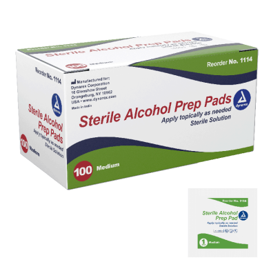 Dynarex Alcohol Prep Pad - Sterile, Medium, 100/bx, 20bxs/case (2000 Count)