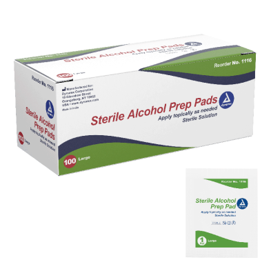 Dynarex Alcohol Prep Pad - Sterile, Large, 100/bx, 10bxs/case (1000 Count)