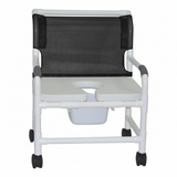 MJM International 126-4-NB-FSSS Extra-wide Shower Chair Fixed Arms PVC Frame Mesh Backrest with Pushbar 26 Inch Seat Width 425 lbs. Weight Capacity