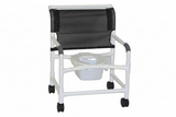 MJM International 126-4-NB Extra-wide Shower Chair 26" Internal Width, Open Front Seat0 Qt. Slide Out Commode Pail, 425 Lbs Weight Capacity