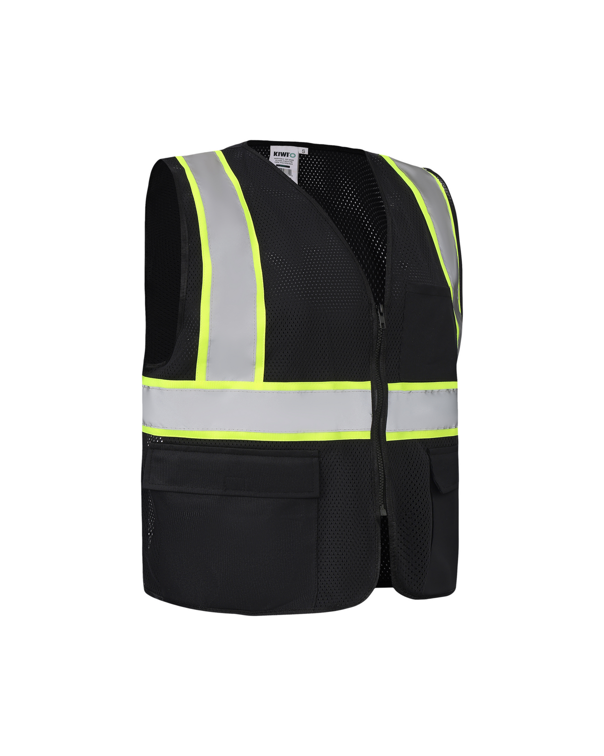 Kiwi High Visibility ANSI/ISEA 107-2020 Reflector Contrast Trimmed Black Safety Vest [R70200]