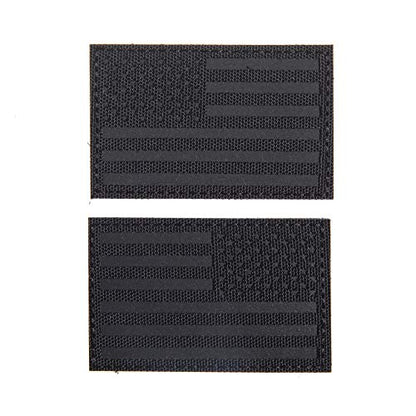(PAIR of TWO) Reflective 3D US Flag Patch with Hook and Loop