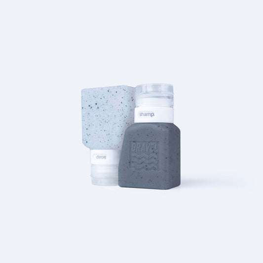 Travel Bottles For Liquids 3oz (89 ml) (Two Pack) | Clear & Gray